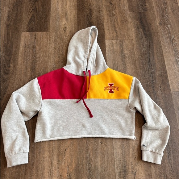 Hype and Vice Tops - Iowa State Colorblock Cropped Hoodie